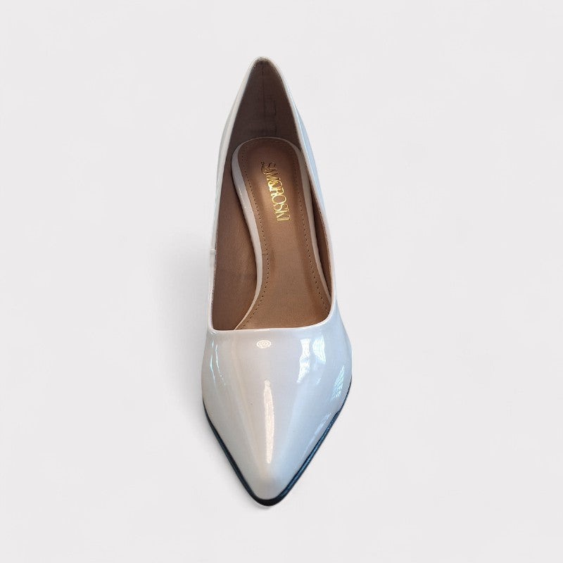 Scarpin Branco Brilhoso Salto 10 cm Emma - Samoroski™