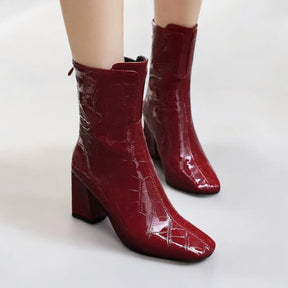 Bota Feminina Vermelho Croco Lívia
