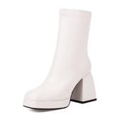 Bota Feminina de Couro Branco Clarice