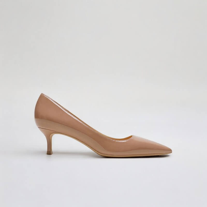 Scarpin Feminino Bege Brilhoso Salto 5cm