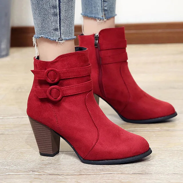 Bota Feminina Camurça Vermelho Luiza