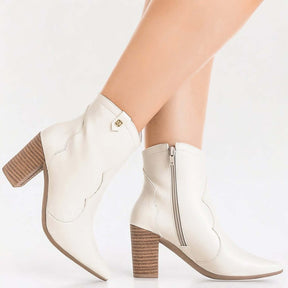 Bota Feminina Salto Alto Branco Estela