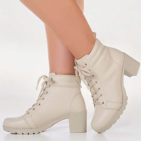 Bota Feminina Salto Baixo Bege Camilla