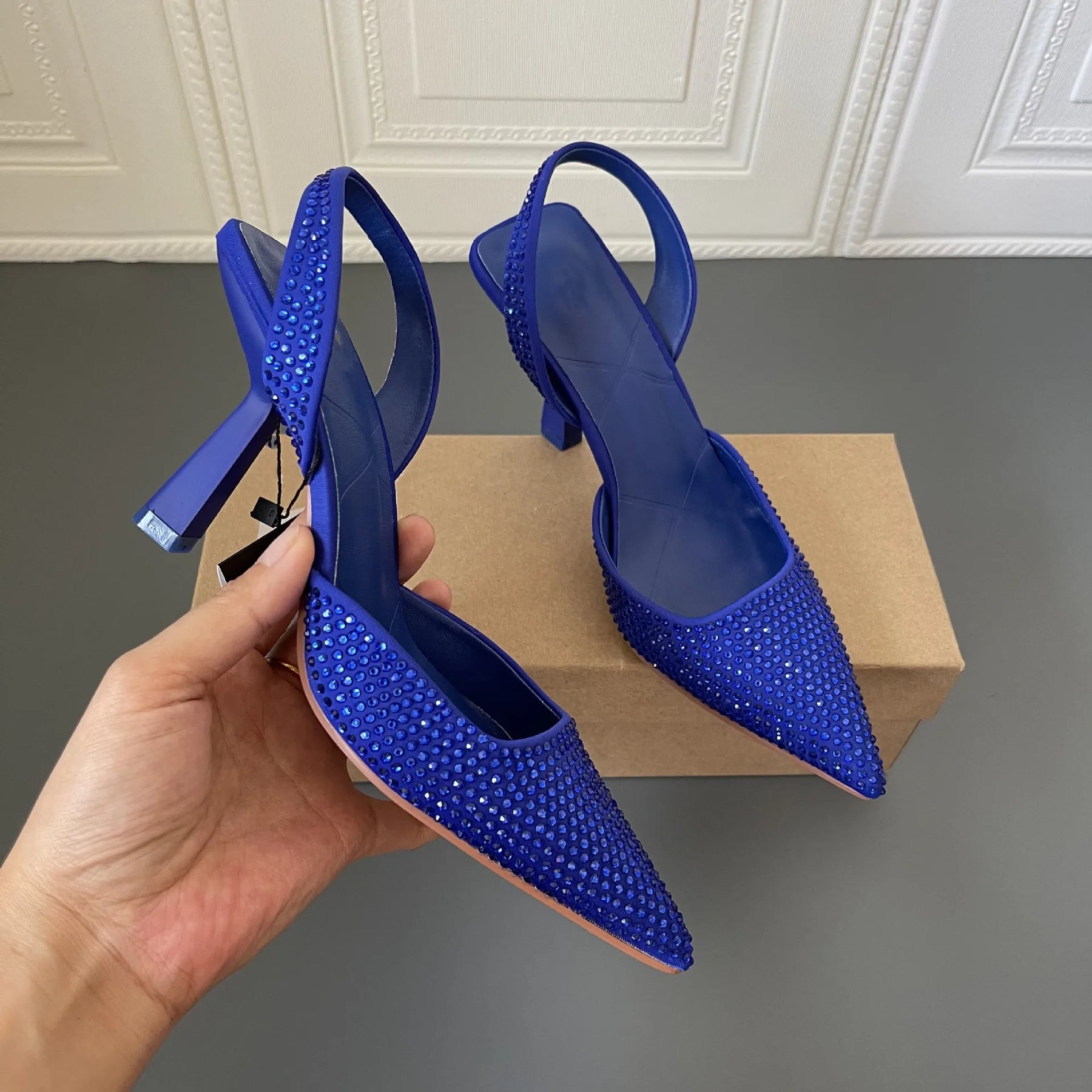 Scarpin Feminino Strass Arabella Azul
