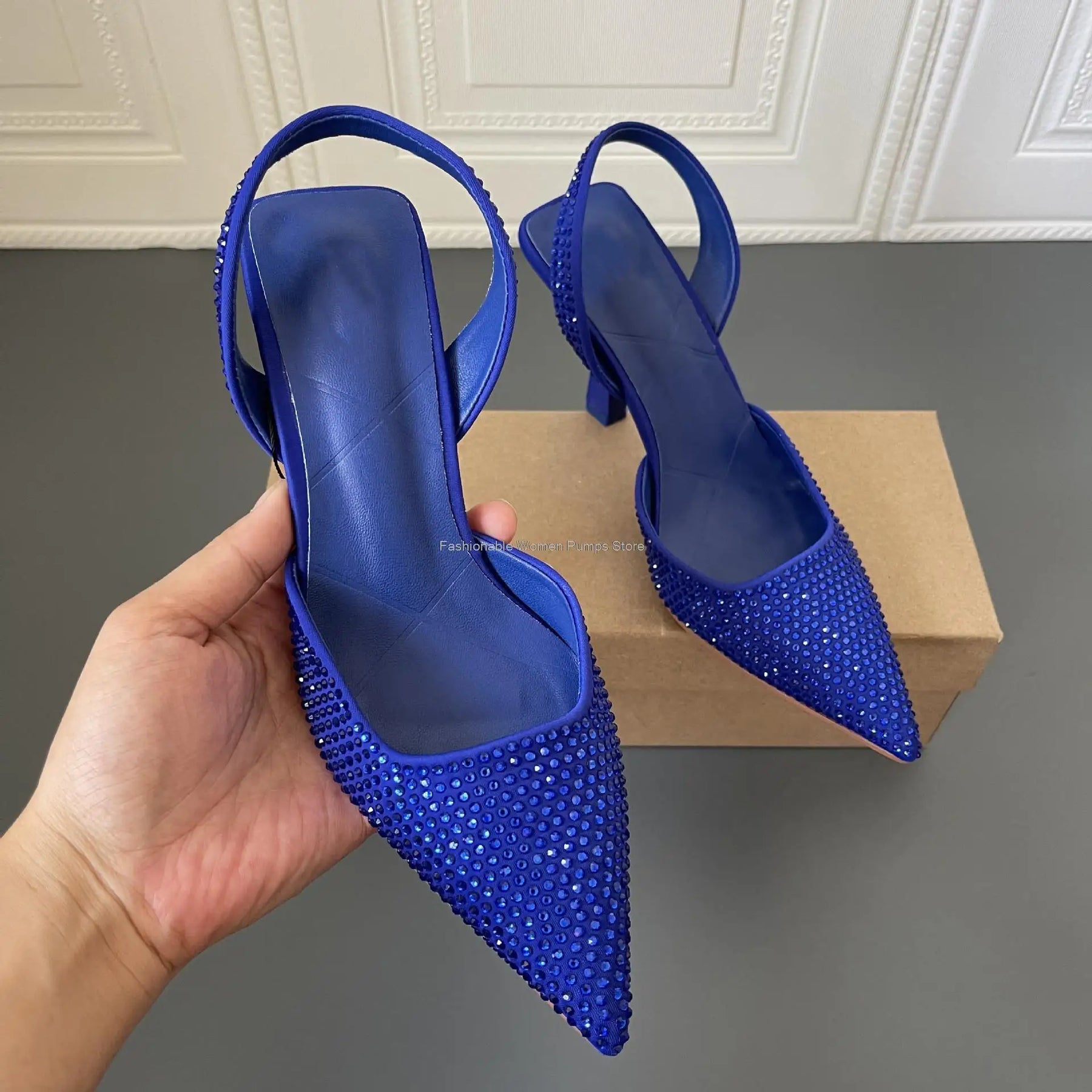 Scarpin Feminino Strass Arabella Azul